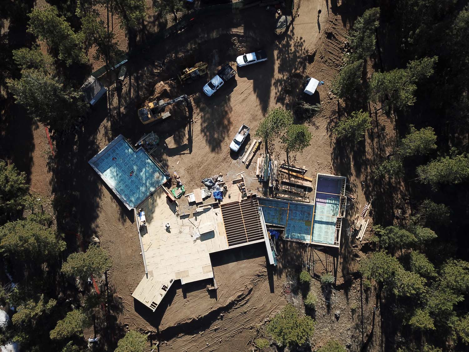 arial view of a house under construction
